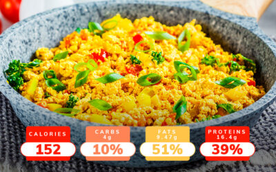 Tofu scramble with shredded cabbage and chilli